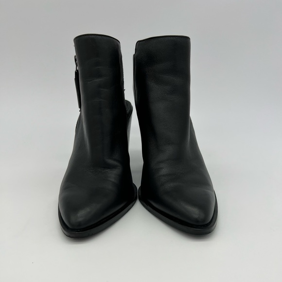 Giani Bini Black Leather Ankle Booties Heels Women’s Size 6 Cutout Zip Chic - Picture 6 of 16